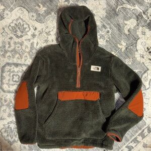 The North Face Men's Olive and Rust Zip-Up Sweater